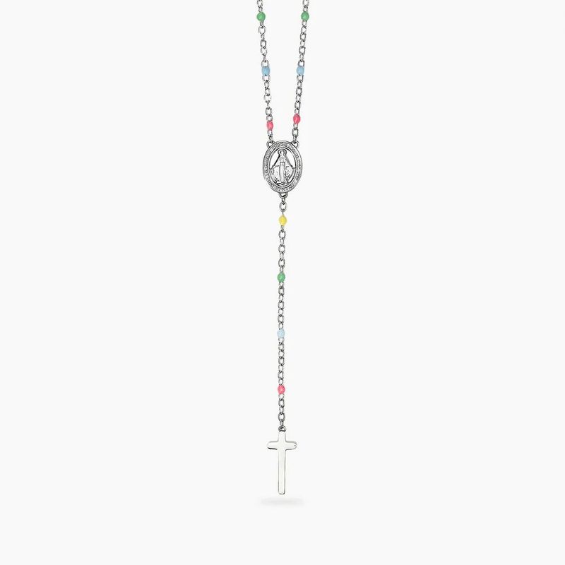 Collana multicolor con Madonnina e pendente croce - Style 71 Kidult Collana multicolor con Madonnina e pendente croce - Style 71 Kidult