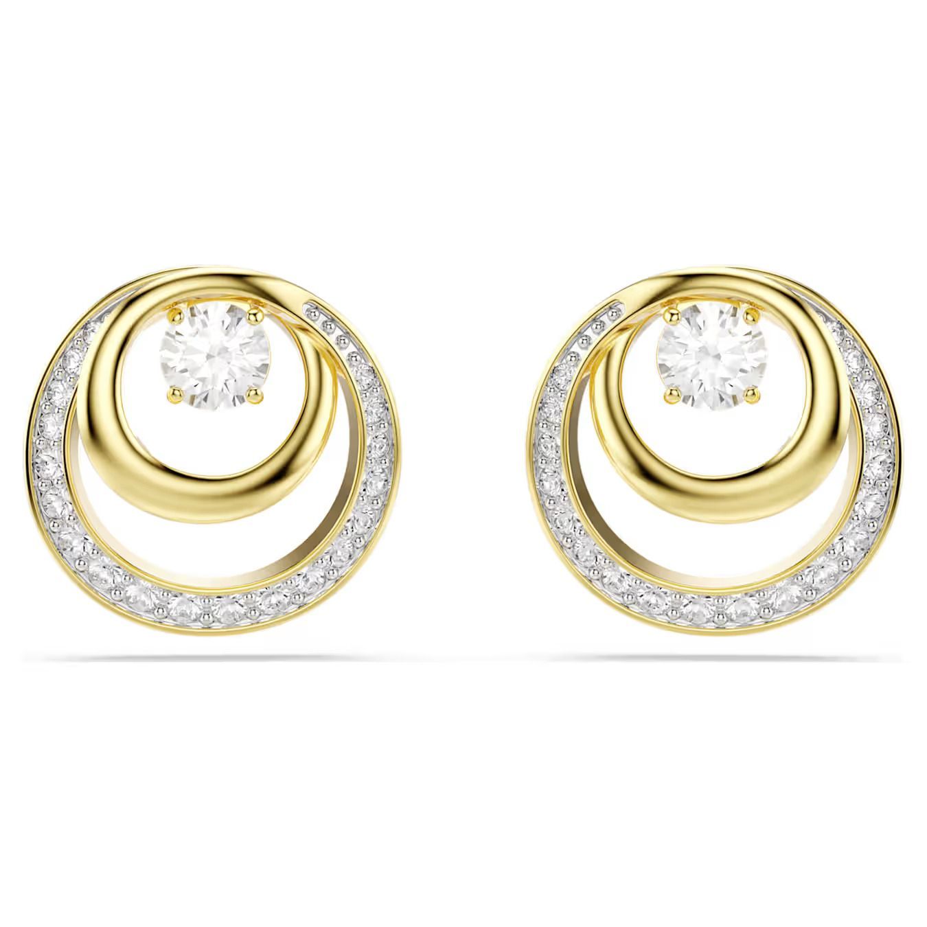 Orecchini a lobo Hyperbola Taglio Round, Bianchi, Finitura oro 18K Swarovski
