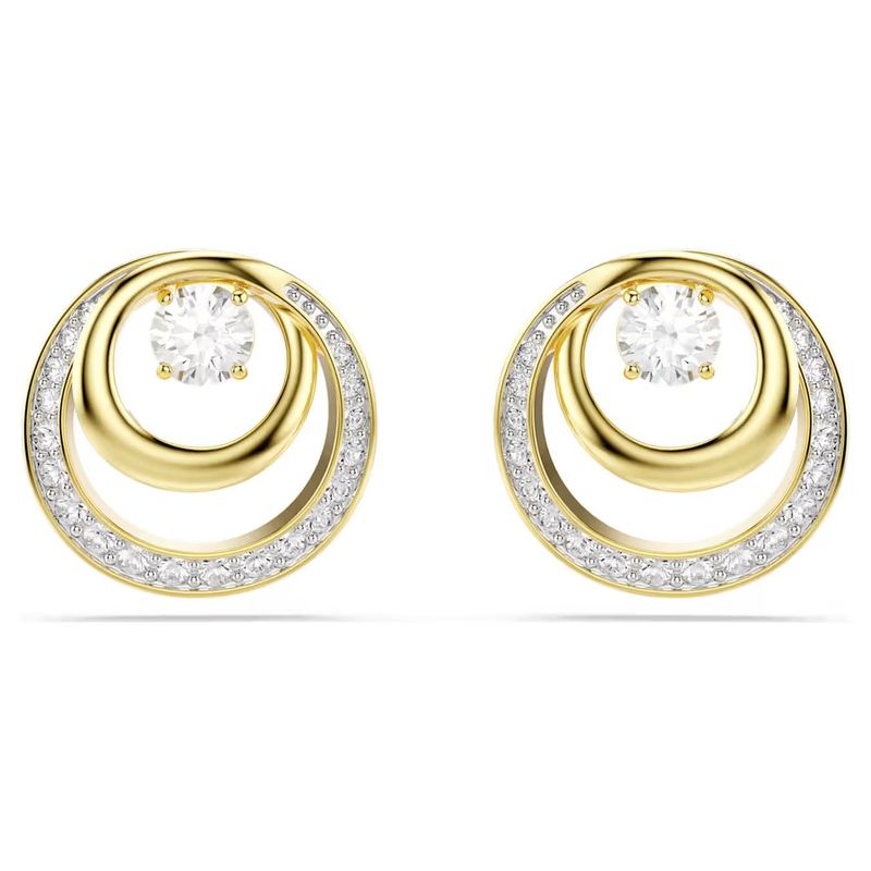 Orecchini a lobo Hyperbola Taglio Round, Bianchi, Finitura oro 18K Swarovski