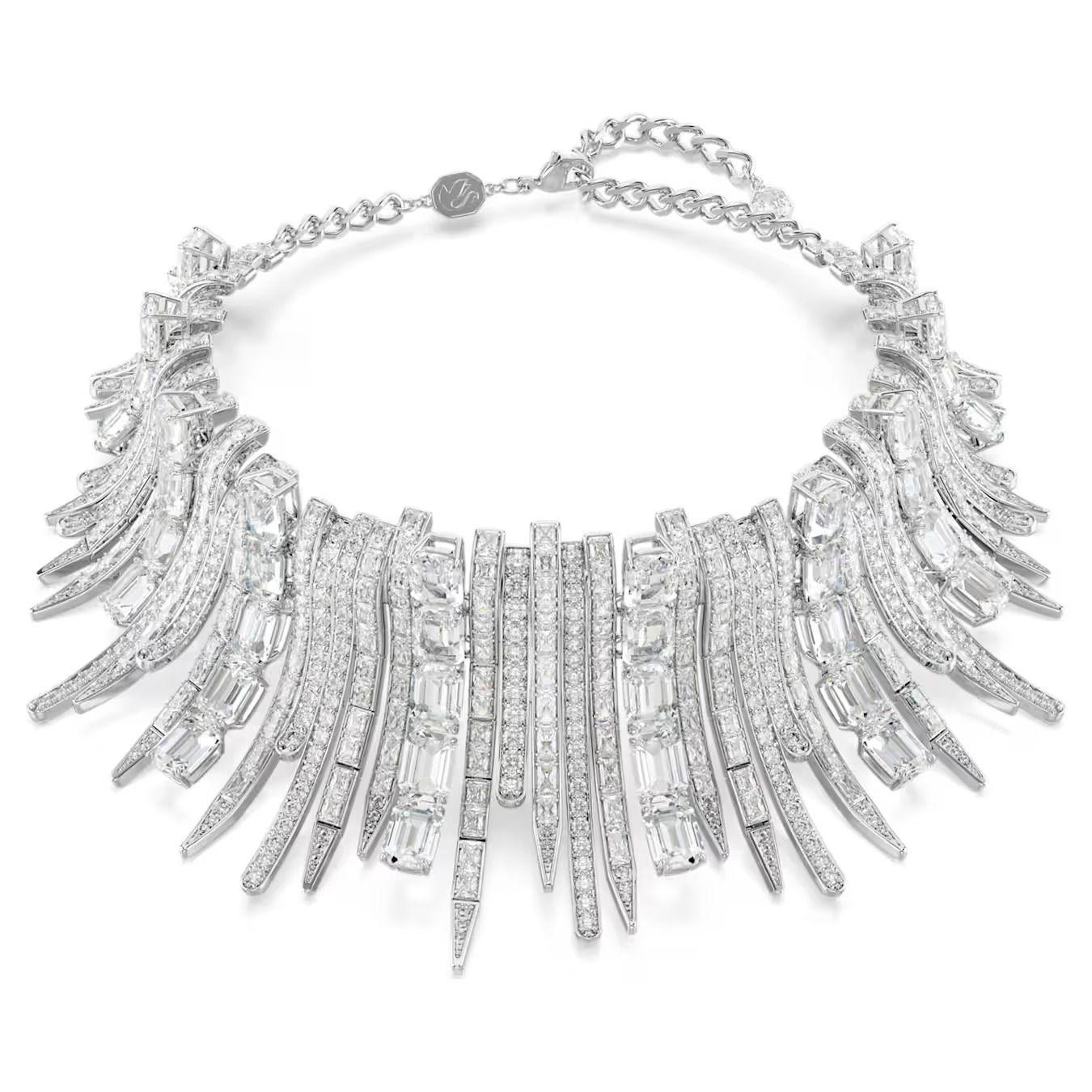 Girocollo Vienna Taglio misto, Bianco, Placcato rodio Swarovski