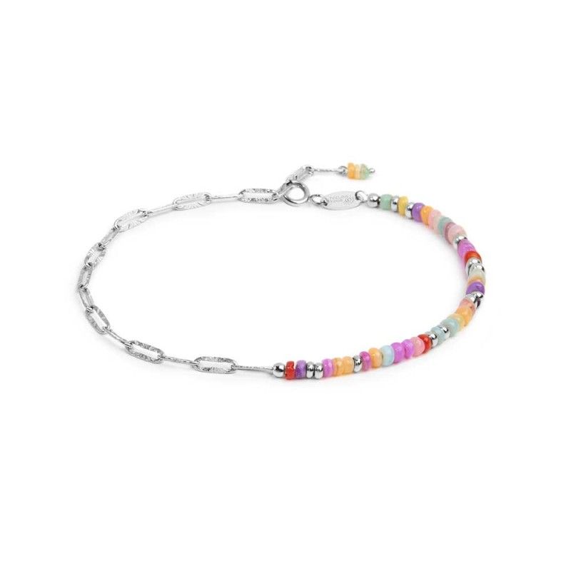 Bracciale con perline colorate e catena a maglia larga - Marlu'