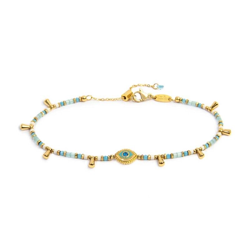 Bracciale elementi di ematite sfacetttata con occhio centrale - Marlu'