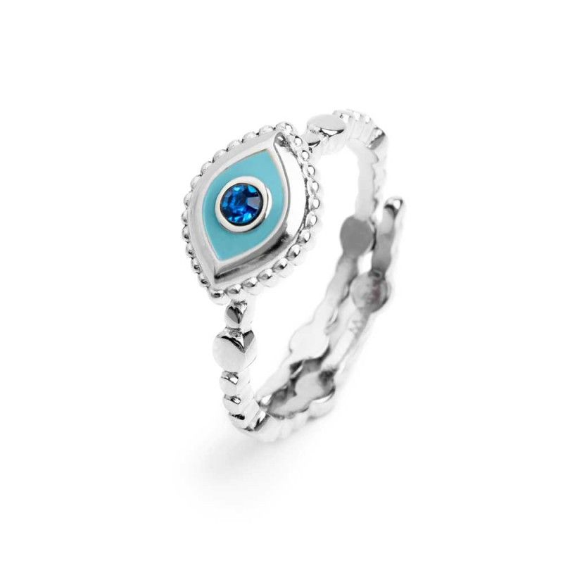 Anello con occhio con zircone blu - Marlu'