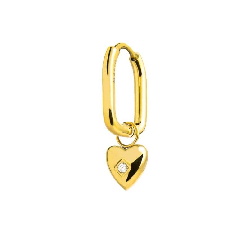 Orecchino ovale con cuore pendente con zircone - Marlu' Orecchino ovale con cuore pendente con zircone - Marlu'
