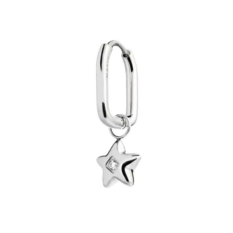 Orecchino ovale con stella pendente con zircone - Marlu' Orecchino ovale con stella pendente con zircone - Marlu'