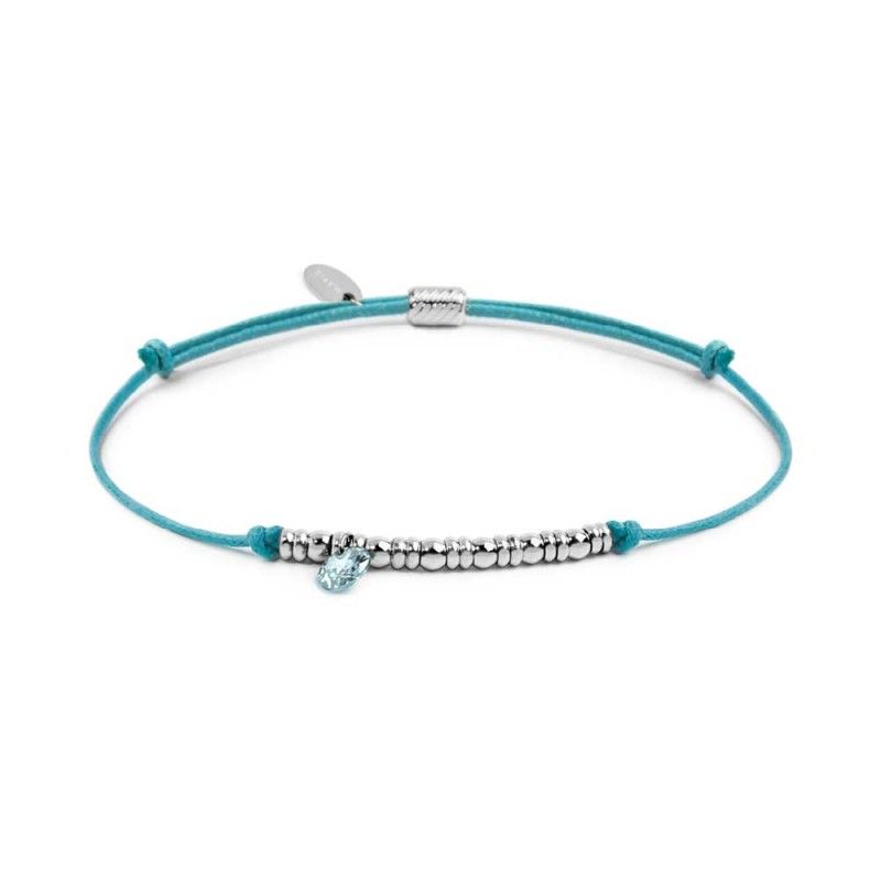 Bracciale cordino con elementi acciaio e zircone pendente - Marlu'