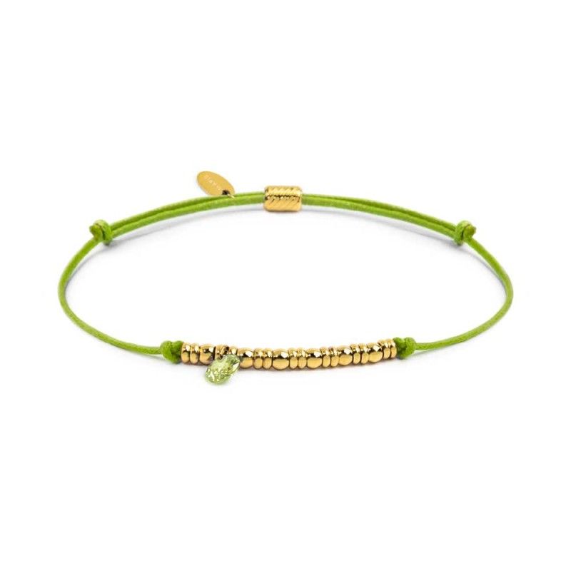 Bracciale cordino con elementi acciaio e zircone pendente - Marlu'