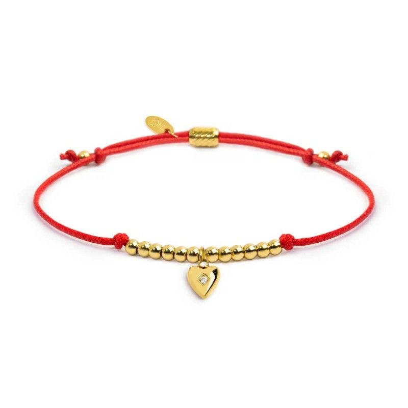 Bracciale cordino con pendente cuore con zircone - Marlu'