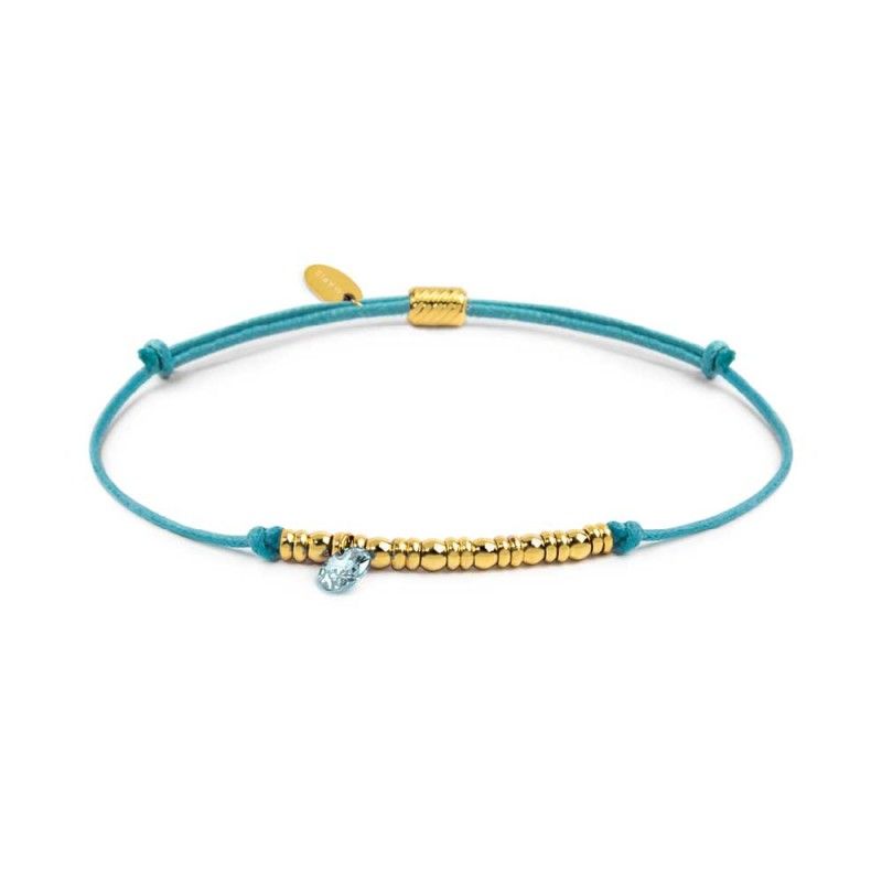 Bracciale cordino con elementi acciaio e zircone pendente - Marlu'