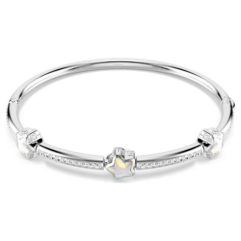 Bracciale rigido Chroma Taglio misto, Stella, Bianco, Placcato rodio Swarovski