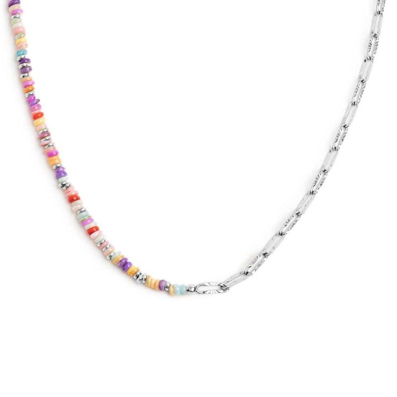 Collana con perline colorate e catena a maglia larga - Marlu' Collana con perline colorate e catena a maglia larga - Marlu'