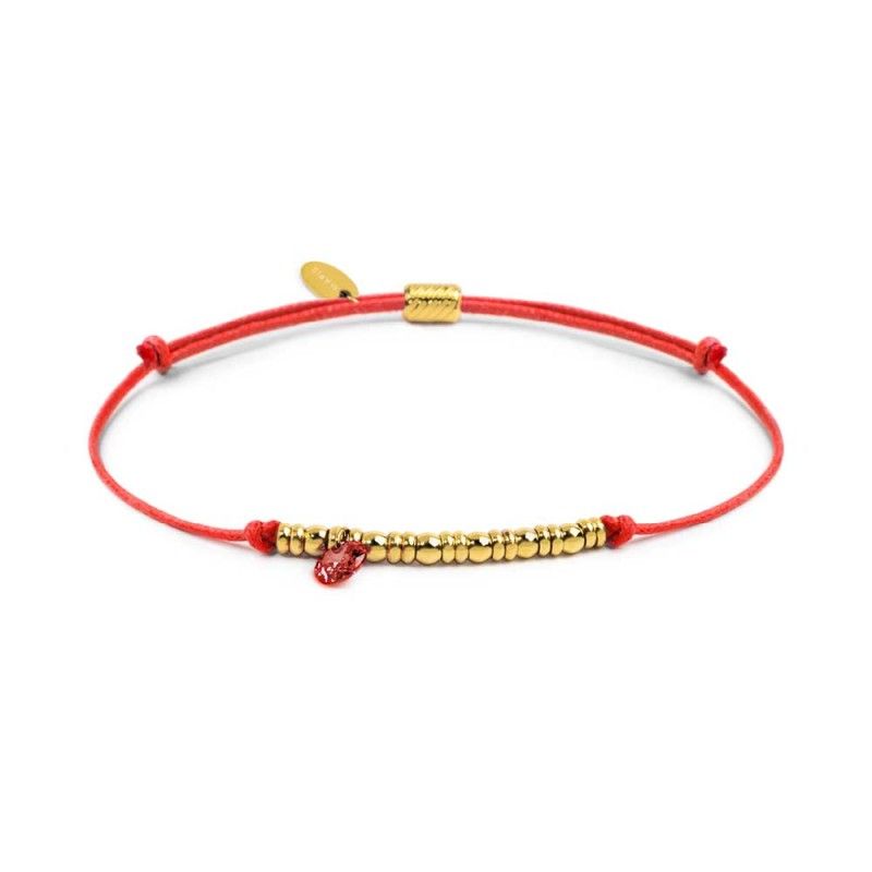 Bracciale cordino con elementi acciaio e zircone pendente - Marlu'