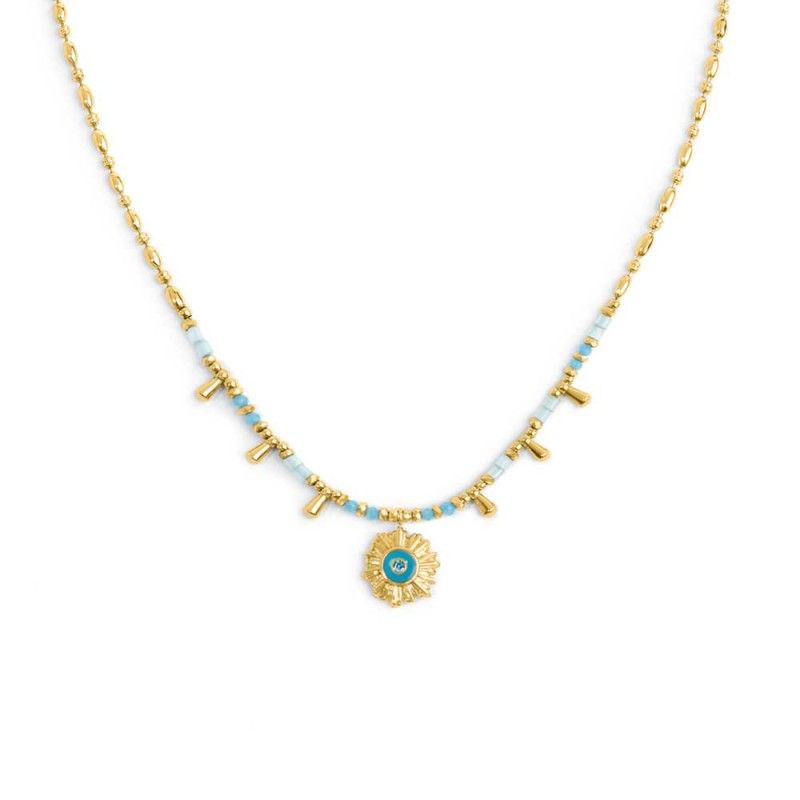 Collana catena chicco di riso con sole pendente - Marlu' Collana catena chicco di riso con sole pendente - Marlu'