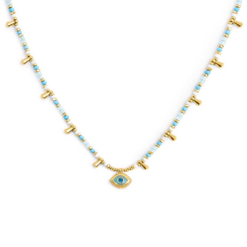 Collana con occhio pendente ed elementi di ematite sfacetttata - Marlu'