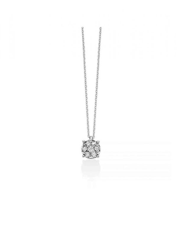 Collana Punto Luce In Oro Bianco Con Diamanti Naturali  Miluna