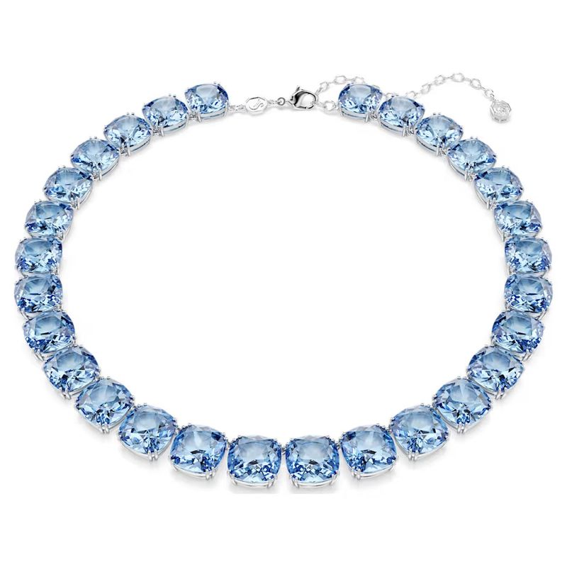 Collana Millenia Taglio Cushion, Blu, Placcato rodio Swarovski