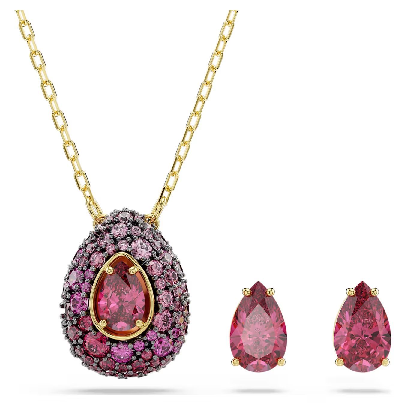 Collana Set Sublima Set (2), Taglio Pear, Rosso, Finitura oro 18K
