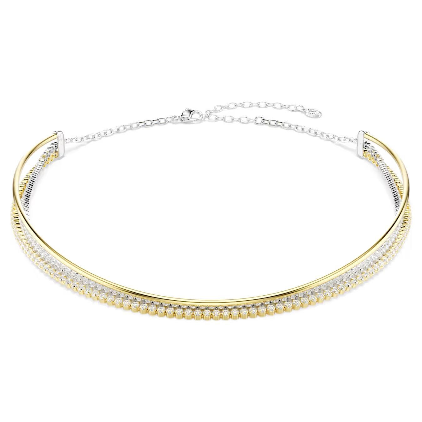 Collana Hyperbola Taglio Round, Bianca, Mix di finiture Swarovski