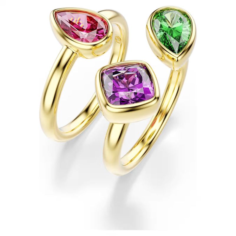 Anello cocktail Imber Set (2), Taglio misto, Multicolore, Finitura oro 18K Swarovski