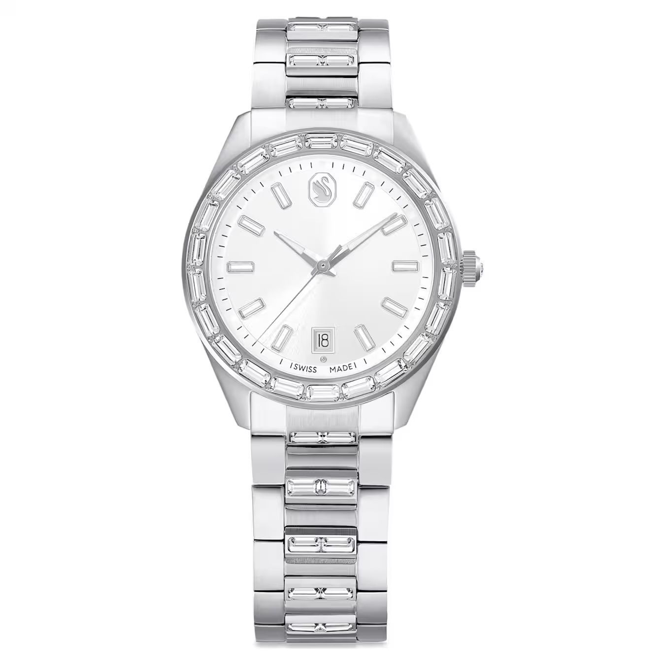 Orologio Matrix date Fabbricato in Svizzera, Bracciale di metallo, Tono argentato, Acciaio inossidabile Swarovski Orologio Matrix date Fabbricato in Svizzera, Bracciale di metallo, Tono argentato, Acciaio inossidabile Swarovski