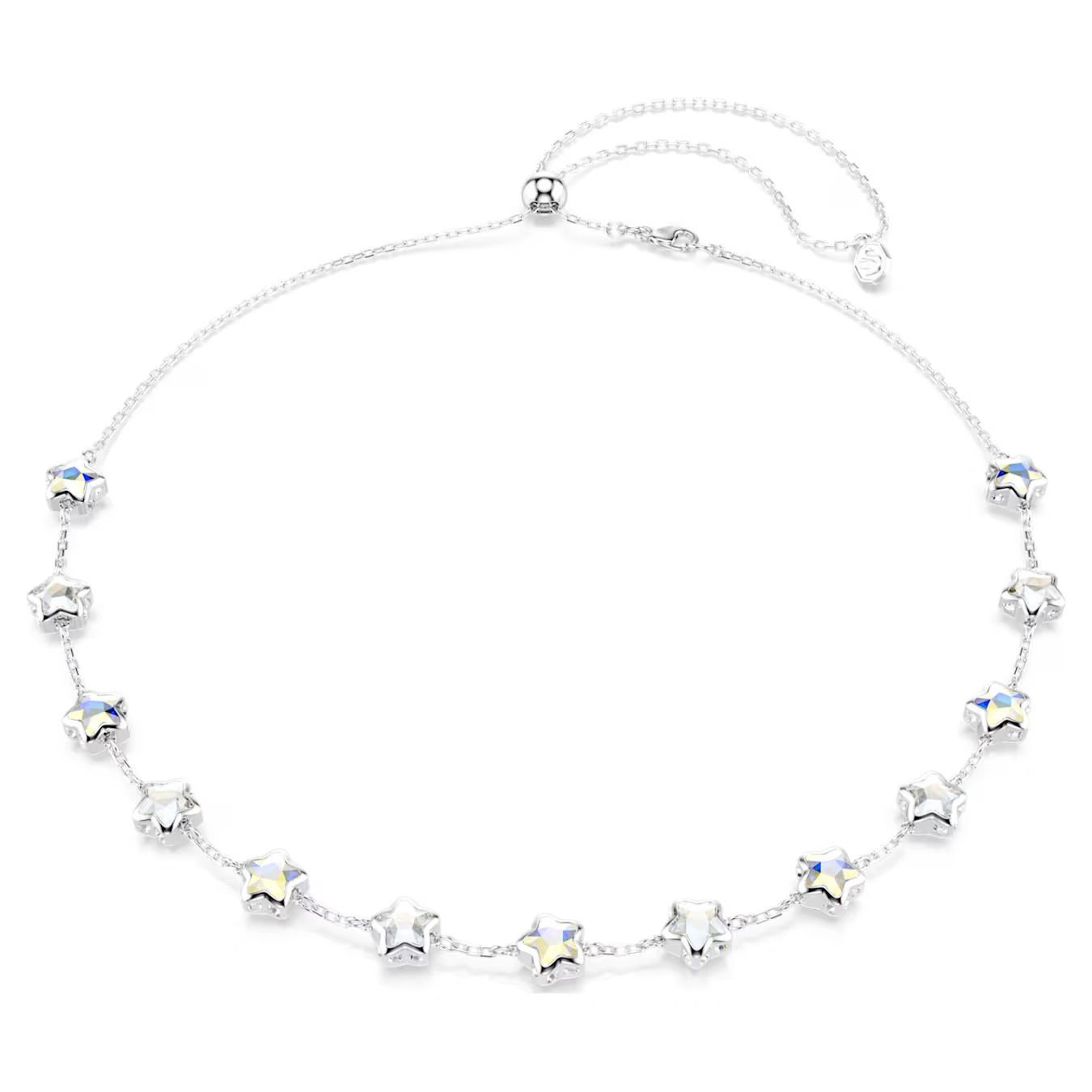 Collana Chroma Taglio misto, Stella, Bianca, Placcato rodio Swarovski