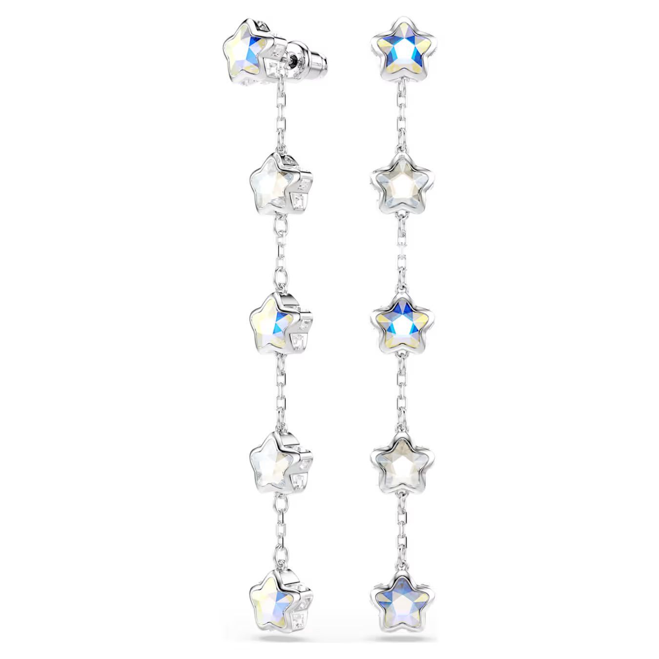 Orecchini Chroma Taglio misto, Stella, Bianchi, Placcato rodio Swarovski