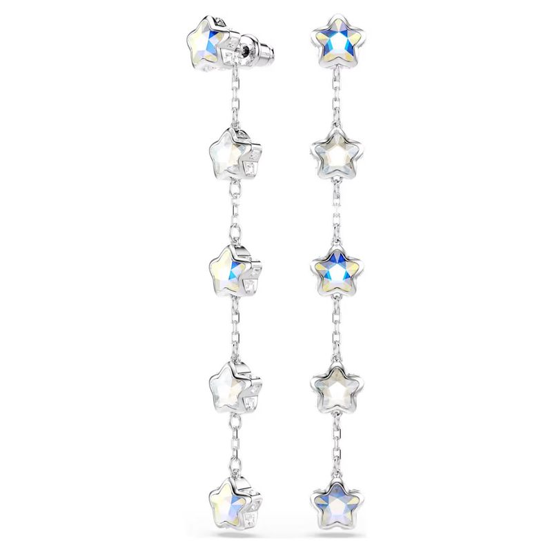 Orecchini Chroma Taglio misto, Stella, Bianchi, Placcato rodio Swarovski