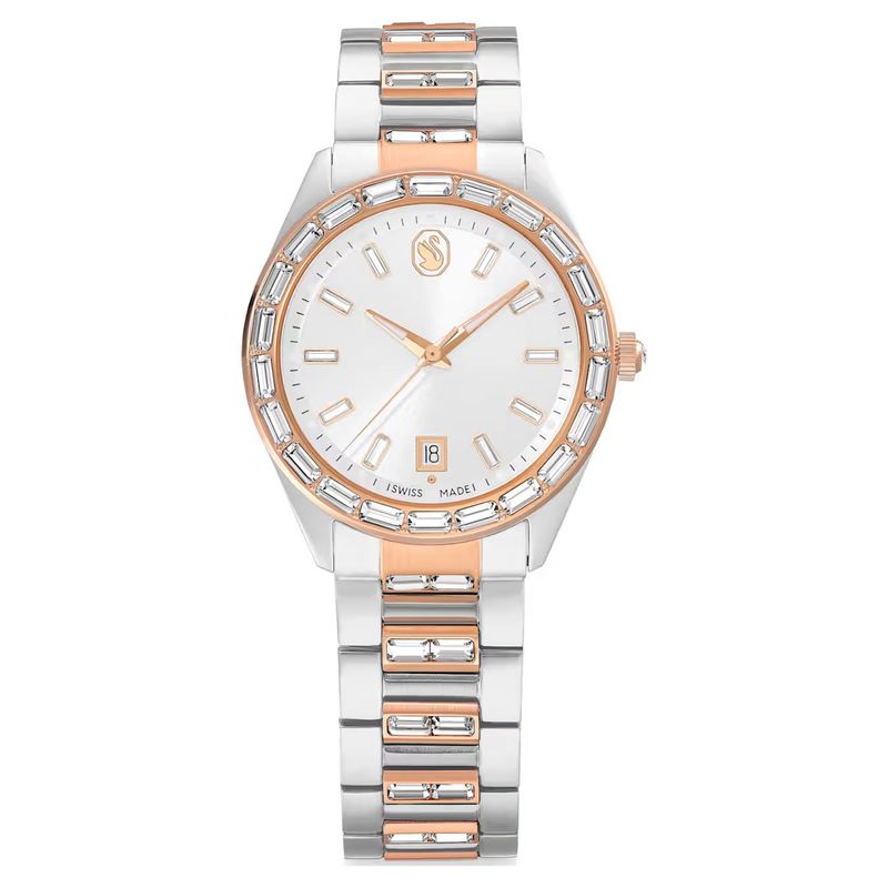 Orologio Matrix date Fabbricato in Svizzera, Bracciale di metallo, Tono oro rosa, Mix di finiture Swarovski Orologio Matrix date Fabbricato in Svizzera, Bracciale di metallo, Tono oro rosa, Mix di finiture Swarovski