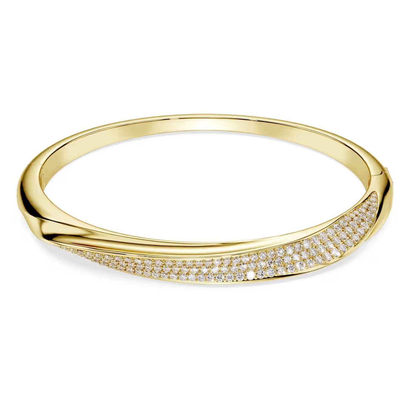 Bracciale rigido Swarovski Classica Taglio Round, Bianco, Argento Sterling, finitura oro 18k Swarovski
