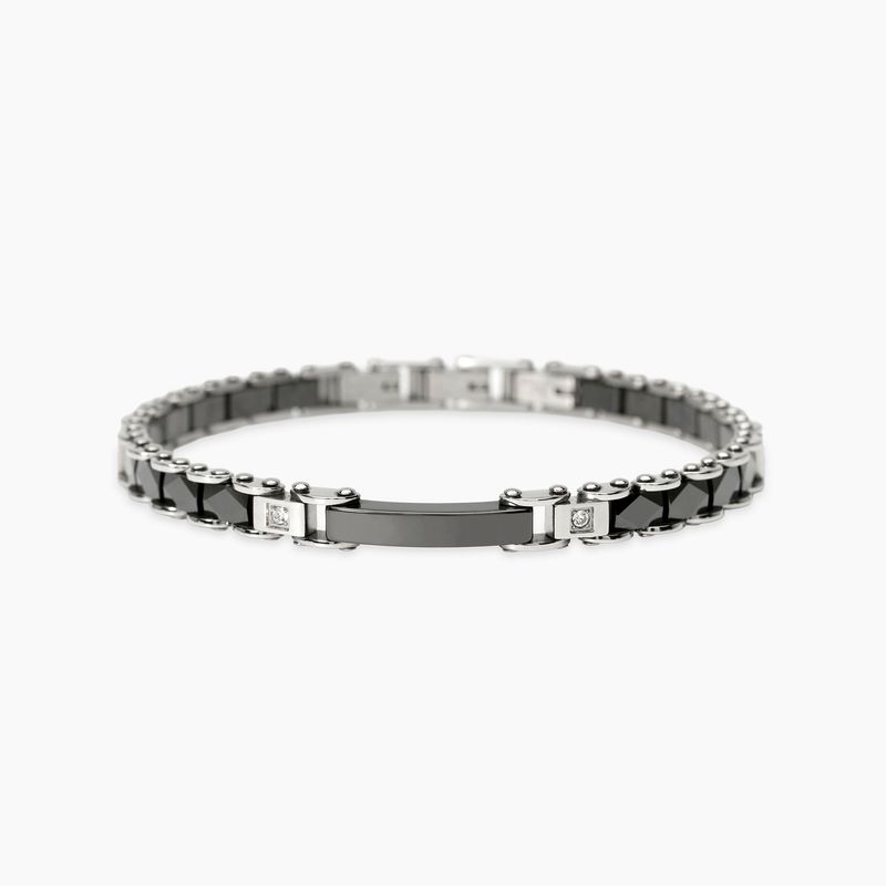 Bracciale in acciaio con ceramica nera e cristalli bianchi STYLE 22 Kidult Style