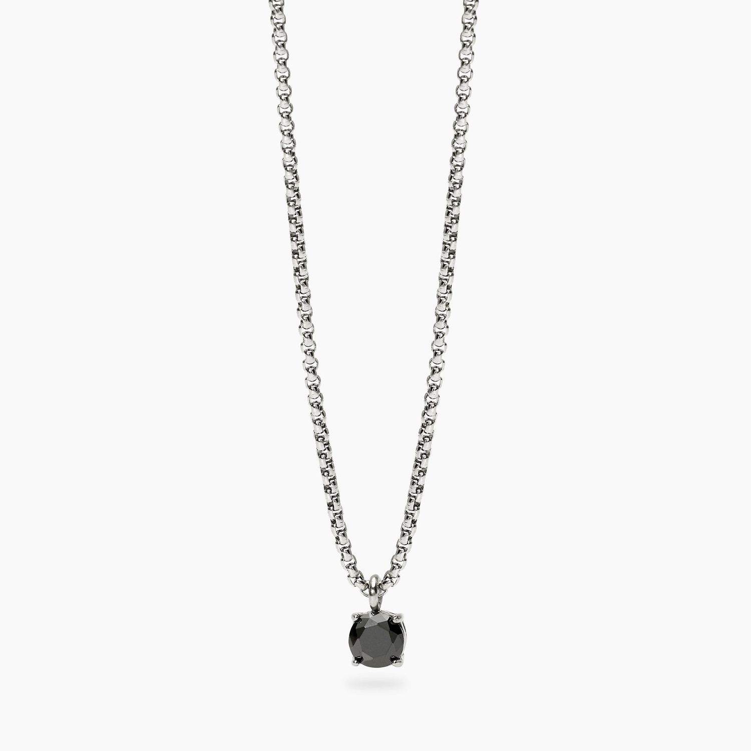 Collana uomo in acciaio con catena veneta e zircone nero STYLE 53 Kidult Style Collana uomo in acciaio con catena veneta e zircone nero STYLE 53 Kidult Style