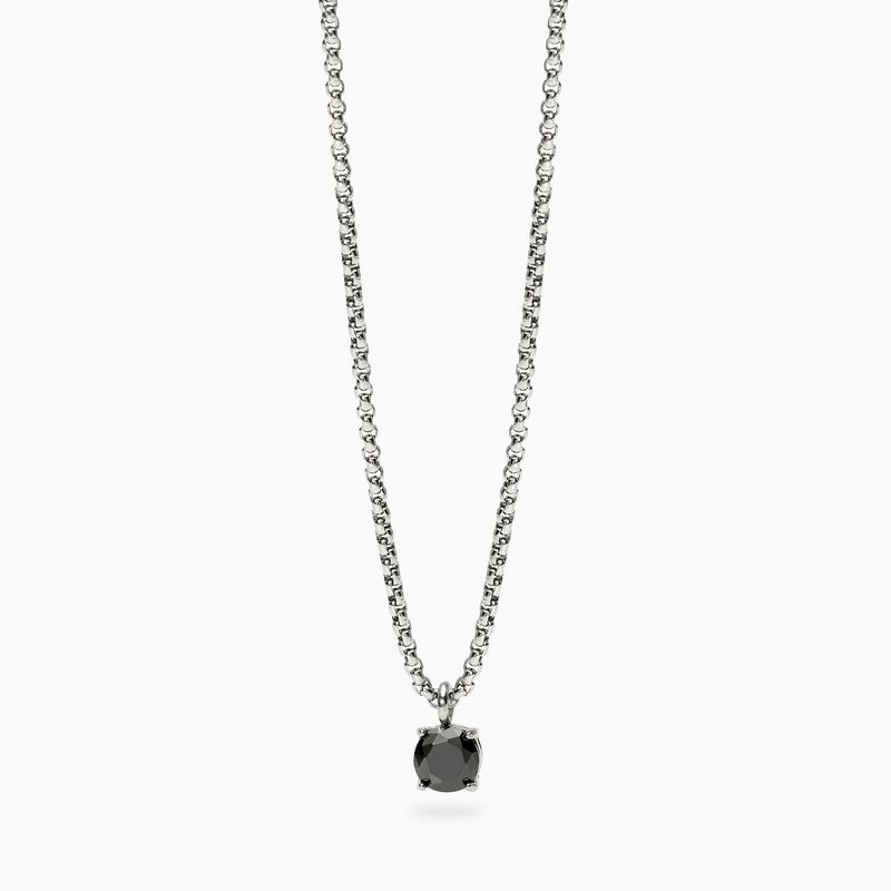 Collana uomo in acciaio con catena veneta e zircone nero STYLE 53 Kidult Style
