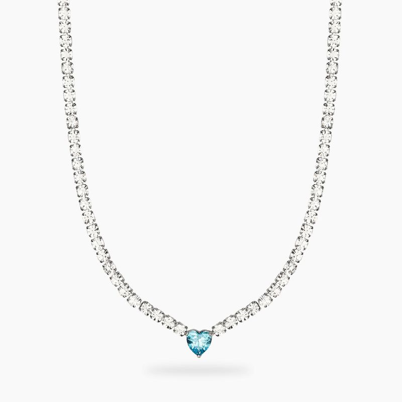 Girocollo tennis con cristalli e cuore azzurro in zircone STYLE 102 Kidult Style
