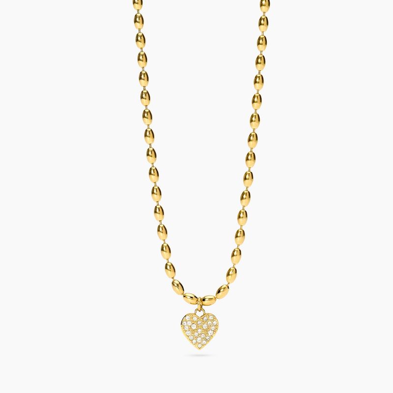 Girocollo in acciaio dorato con catena a palline e cuore in cristalli STYLE 98 Kidult Style