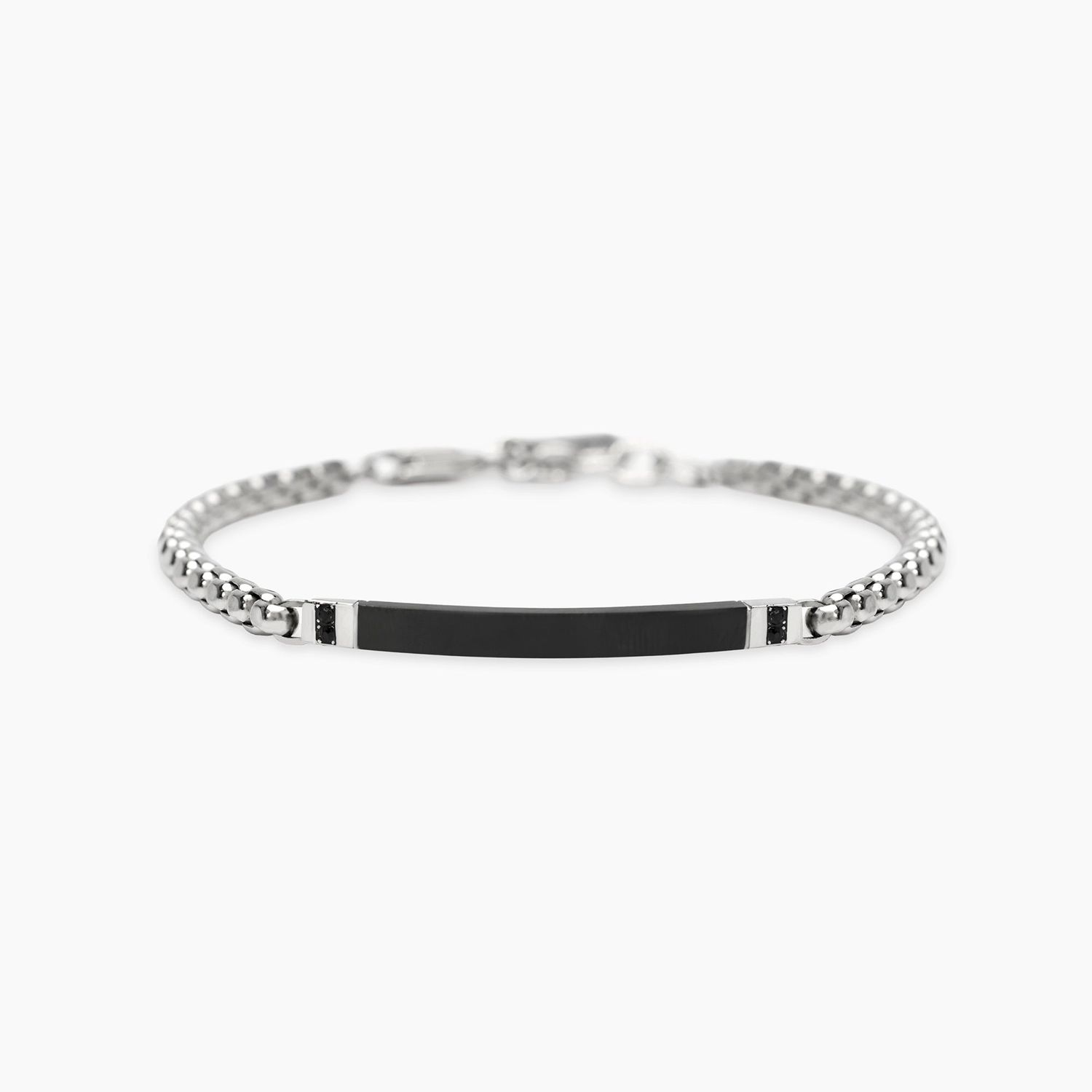 Bracciale in acciaio con catena veneta e piastra nera STYLE 17 Kidult Style