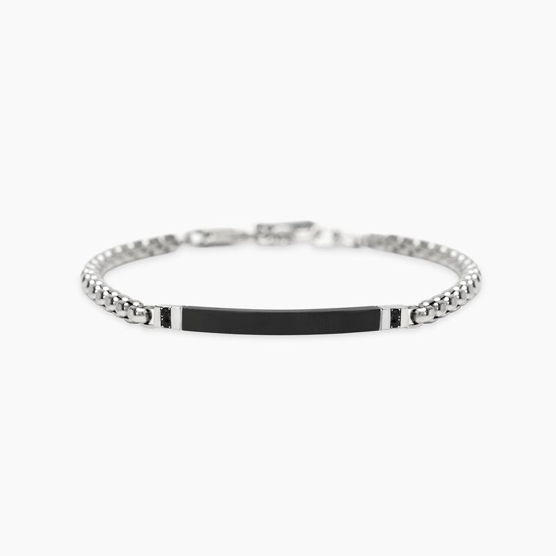 Bracciale in acciaio con catena veneta e piastra nera STYLE 17 Kidult Style