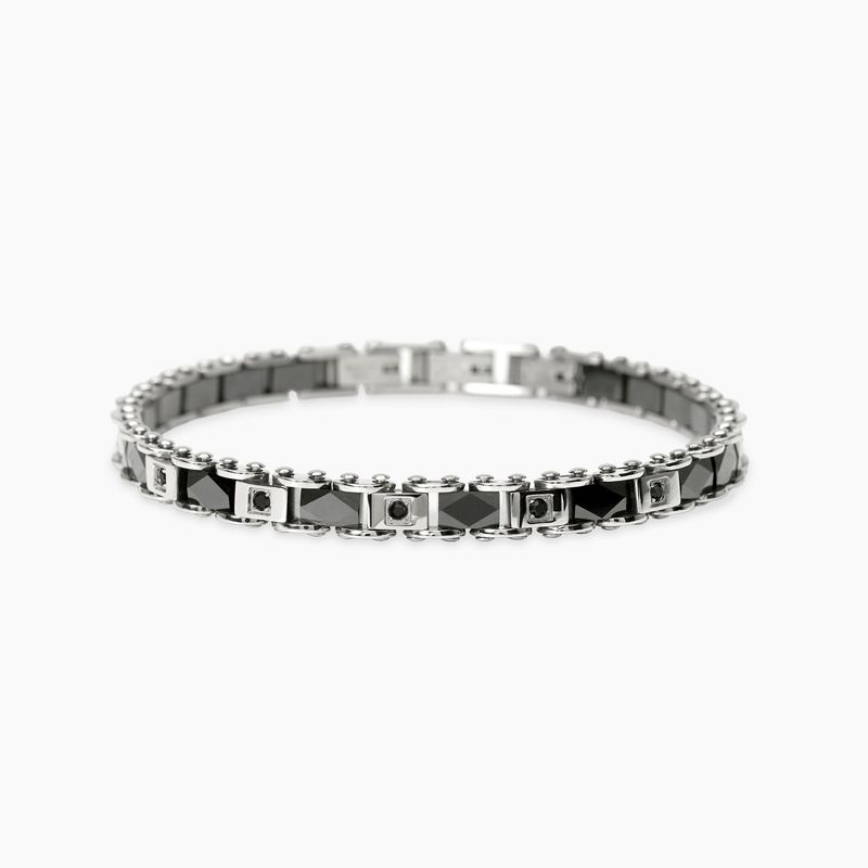 Bracciale uomo in acciaio con ceramica nera e cristalli STYLE 22 Kidult Style