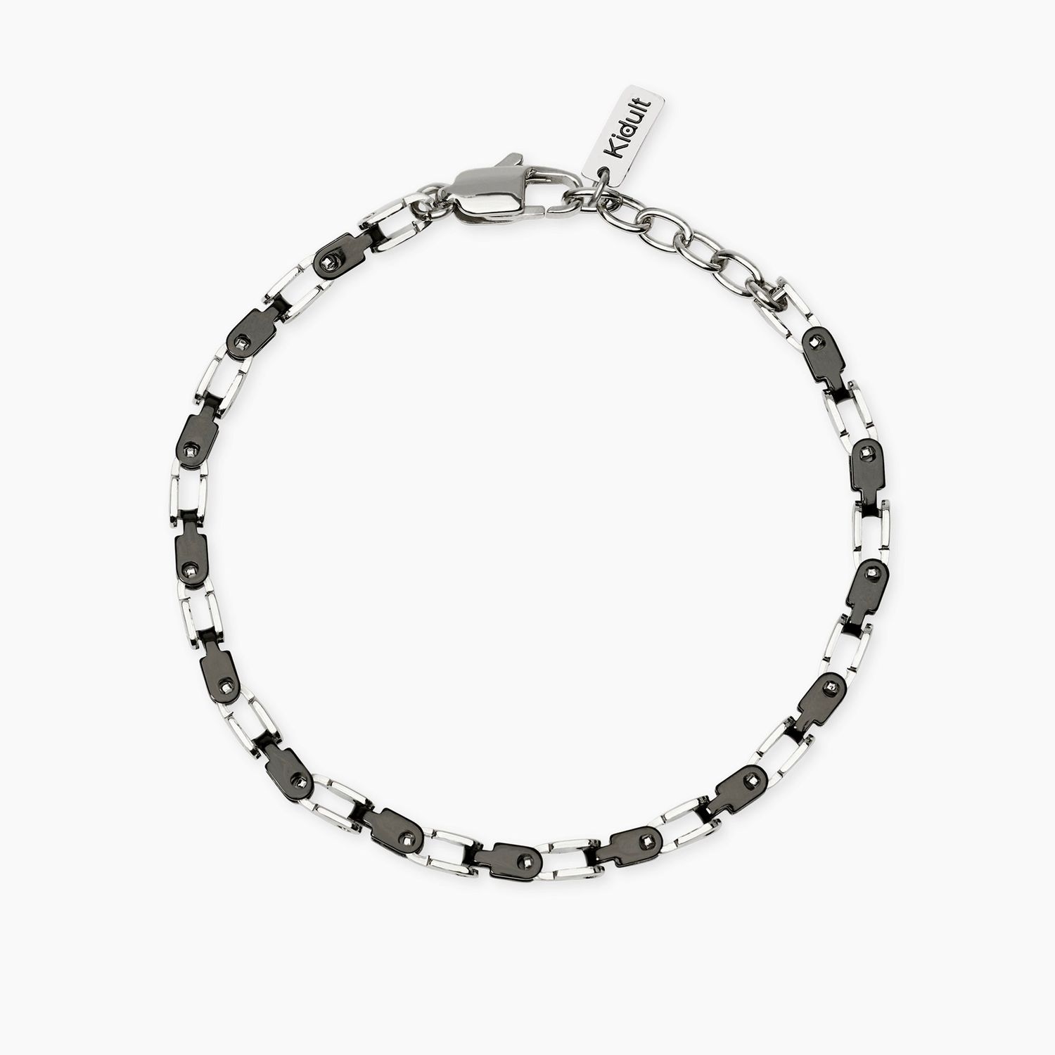 Bracciale uomo in acciaio con elementi lucidi e neri STYLE 61 Kidult Style
