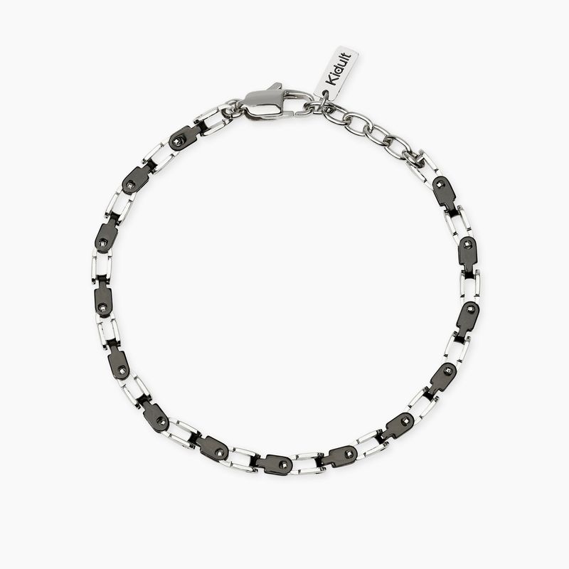 Bracciale uomo in acciaio con elementi lucidi e neri STYLE 61 Kidult Style