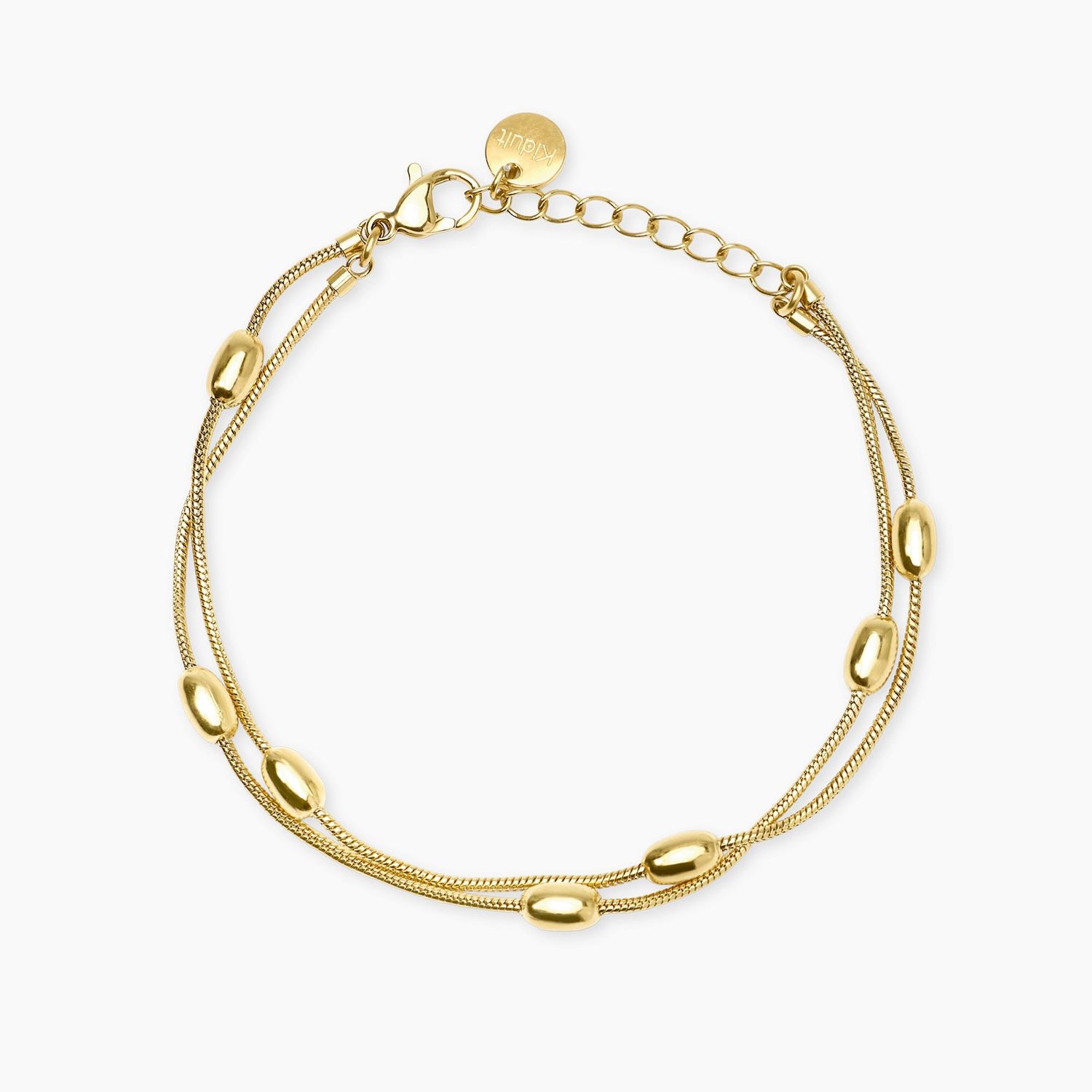 Bracciale in acciaio dorato con catene snake ed elementi ovali STYLE 85 Kidult Style