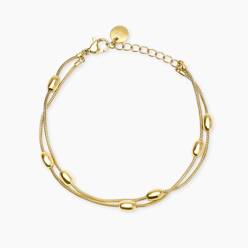 Bracciale in acciaio dorato con catene snake ed elementi ovali STYLE 85 Kidult Style