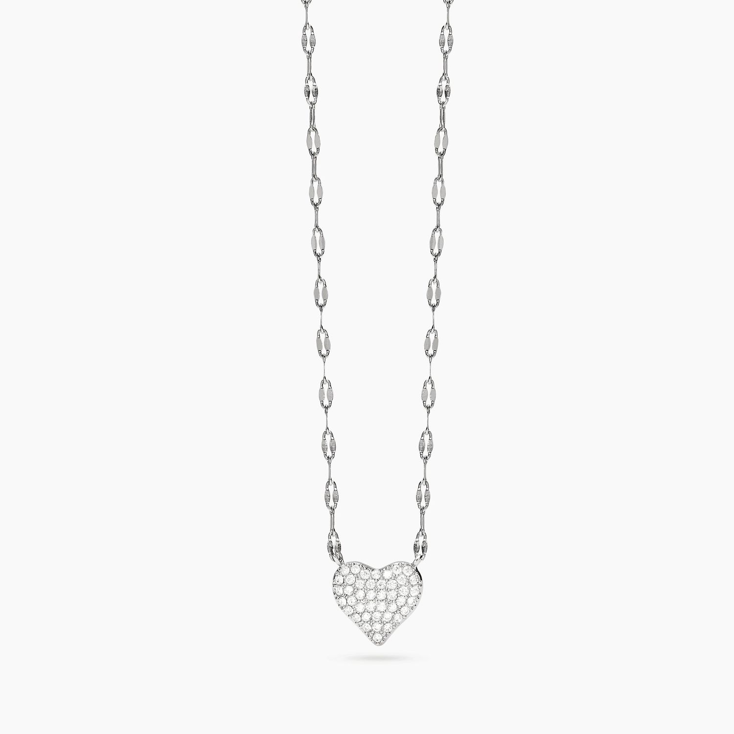 Girocollo in acciaio con catena fancy e cuore in cristalli STYLE 97 Kidult Style Girocollo in acciaio con catena fancy e cuore in cristalli STYLE 97 Kidult Style