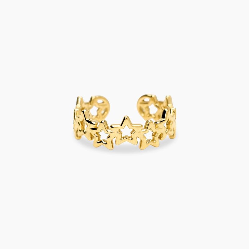 Anello aperto in acciaio dorato con stelle STYLE 103 Kidult Style Anello aperto in acciaio dorato con stelle STYLE 103 Kidult Style