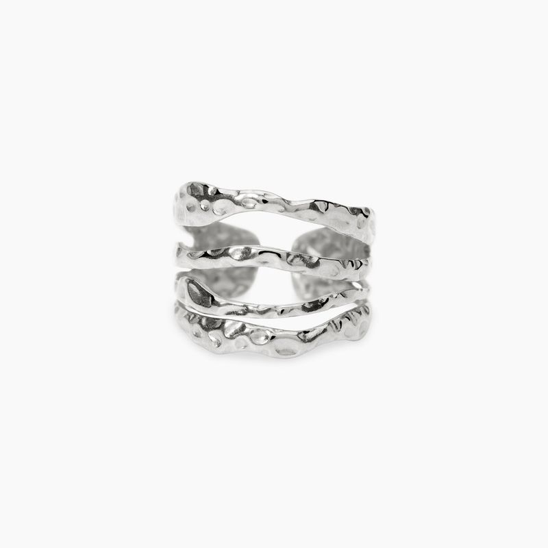Anello aperto multifilo in acciaio martellato STYLE 104 Kidult Style Anello aperto multifilo in acciaio martellato STYLE 104 Kidult Style