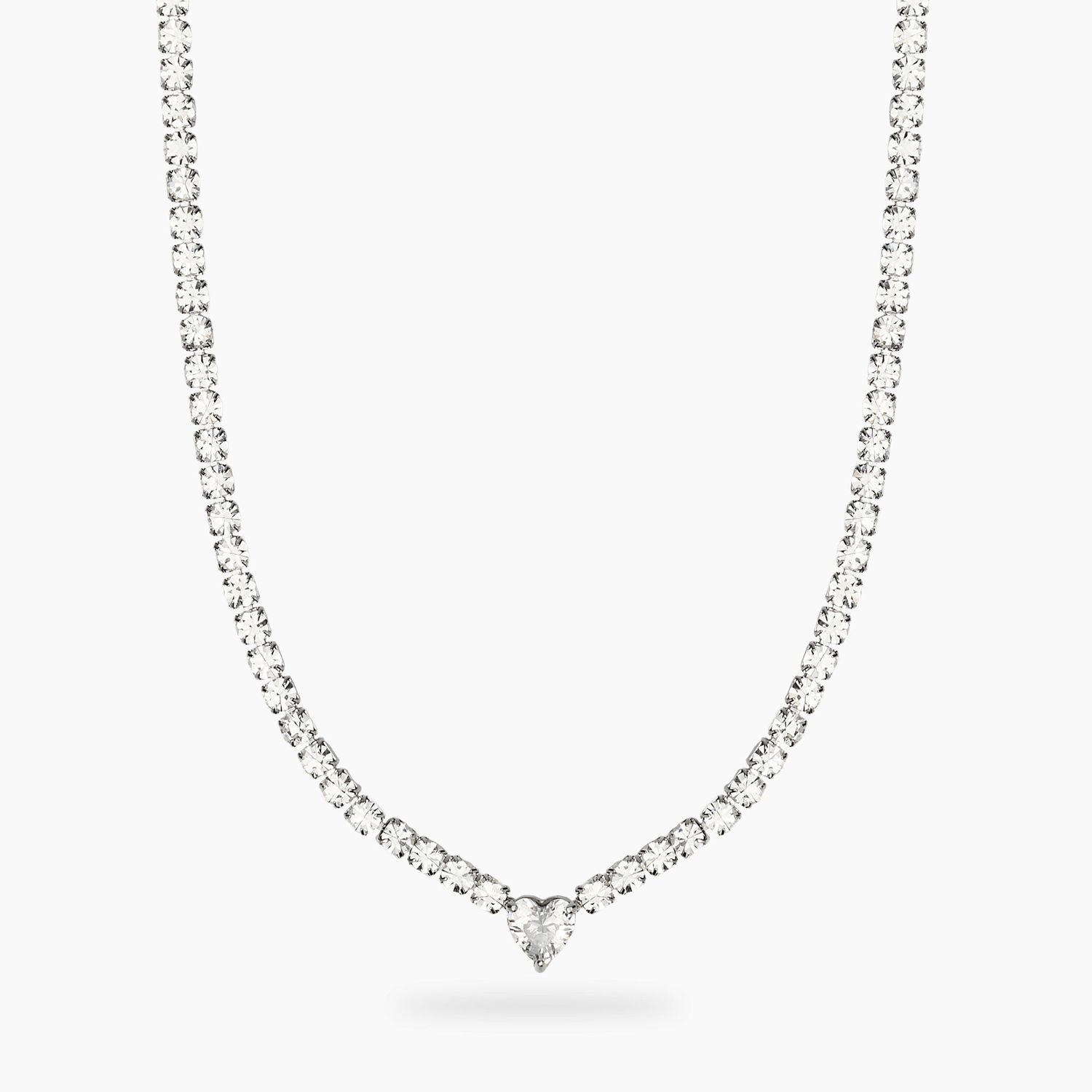 Girocollo tennis in acciaio con zircone a cuore e cristalli STYLE 102 Kidult Style Girocollo tennis in acciaio con zircone a cuore e cristalli STYLE 102 Kidult Style