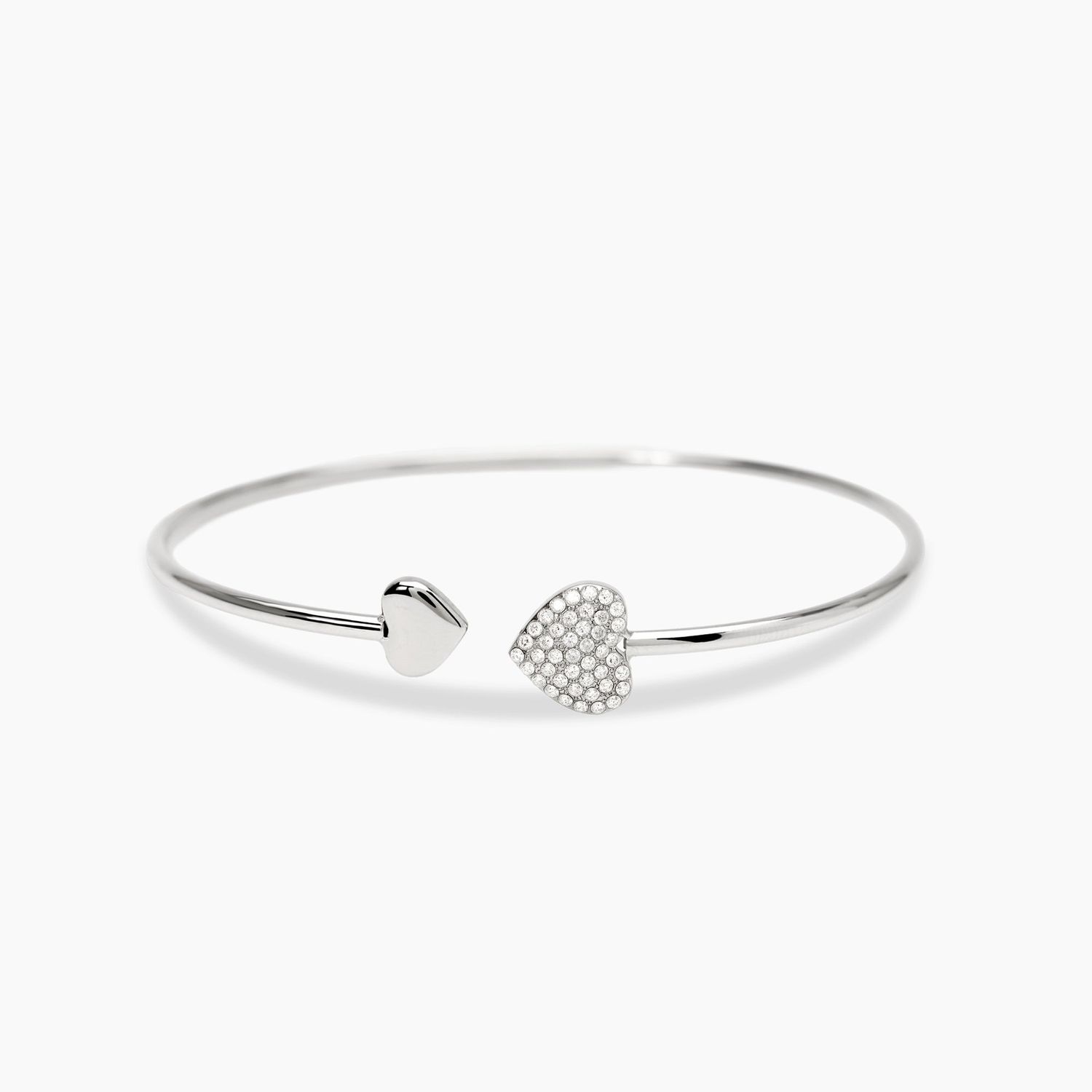 Bracciale bangle aperto in acciaio con cuori e cristalli STYLE 97 Kidult Style