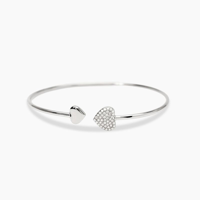 Bracciale bangle aperto in acciaio con cuori e cristalli STYLE 97 Kidult Style