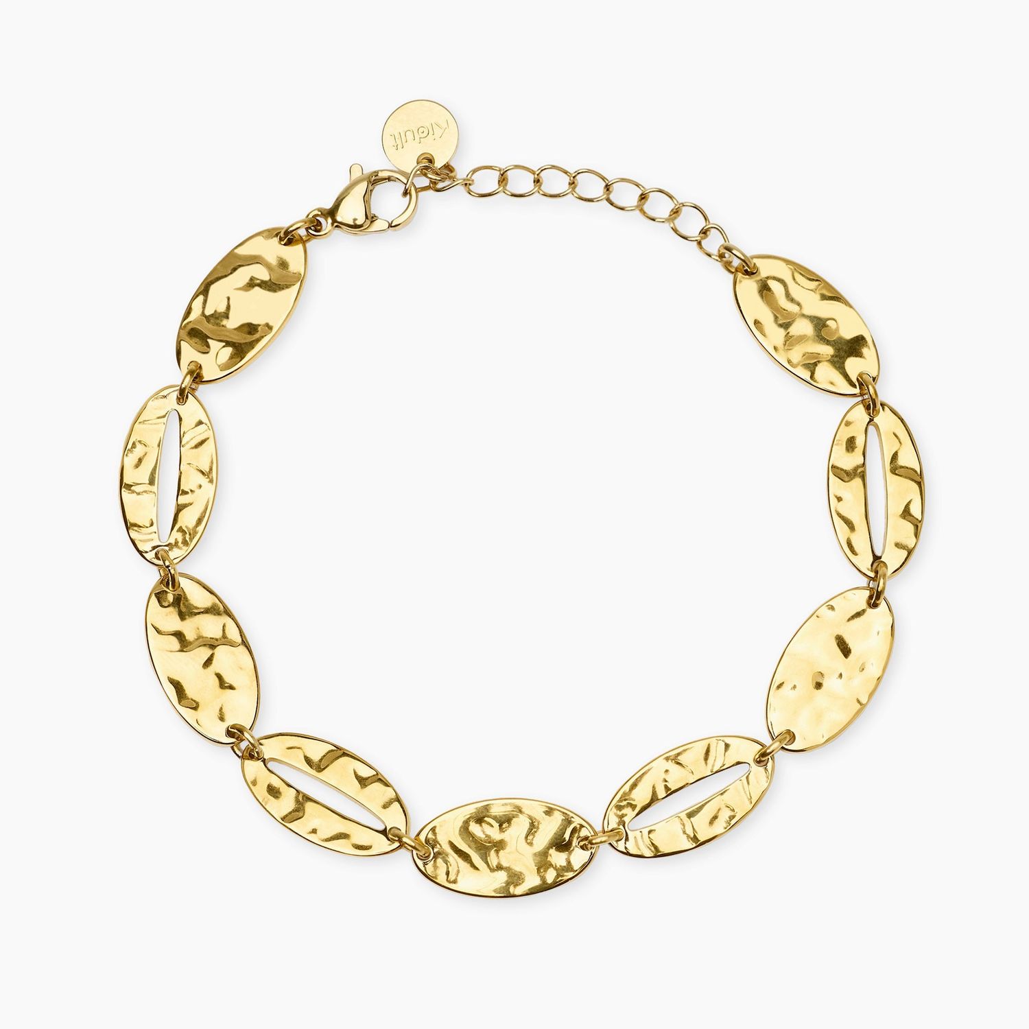 Bracciale in acciaio dorato con elementi ovali martellati STYLE 90 Kidult Style