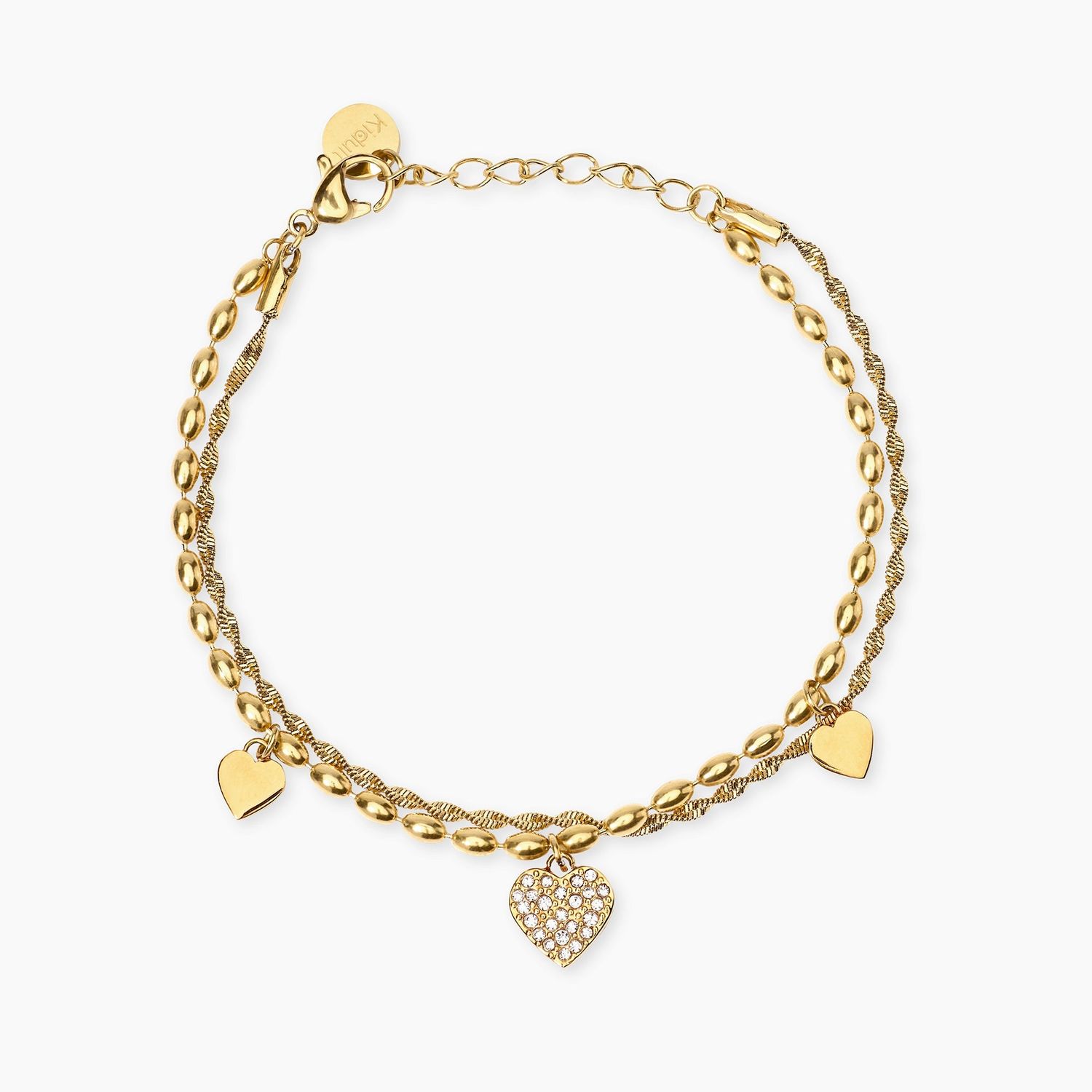 Bracciale in acciaio dorato con cuori e cristalli STYLE 98 Kidult Style