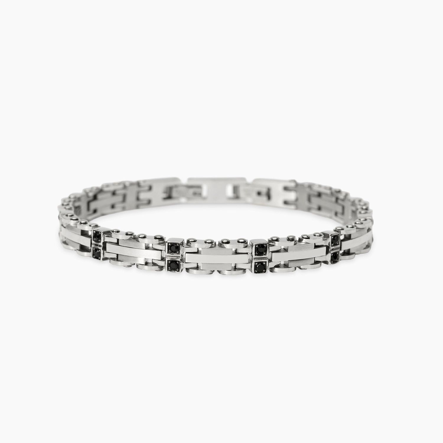 Bracciale in acciaio con elementi imperniati e cristalli STYLE 67 Kidult Style
